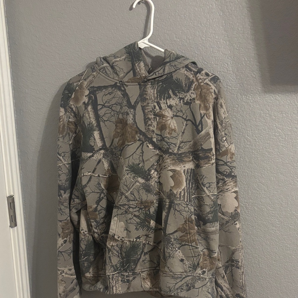 Hollister Green & Tan Camo Boxy Hoodie